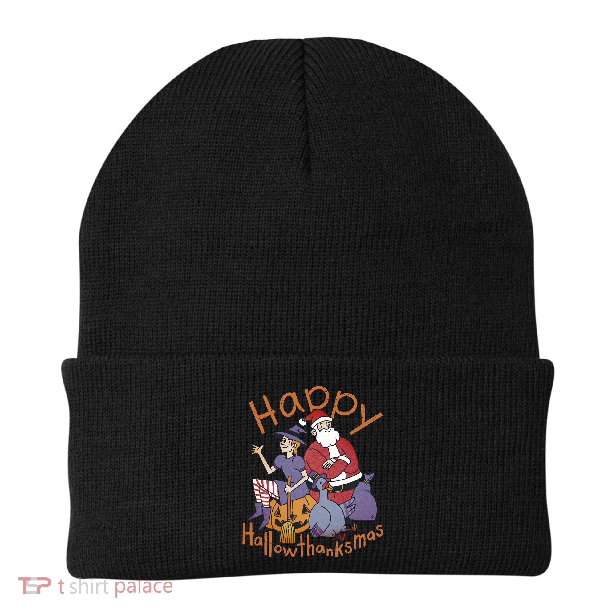 Happy Hallowthanksmas Funny Holiday Beanie