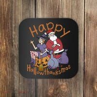 Happy Hallowthanksmas Funny Holiday Coaster thumb 0