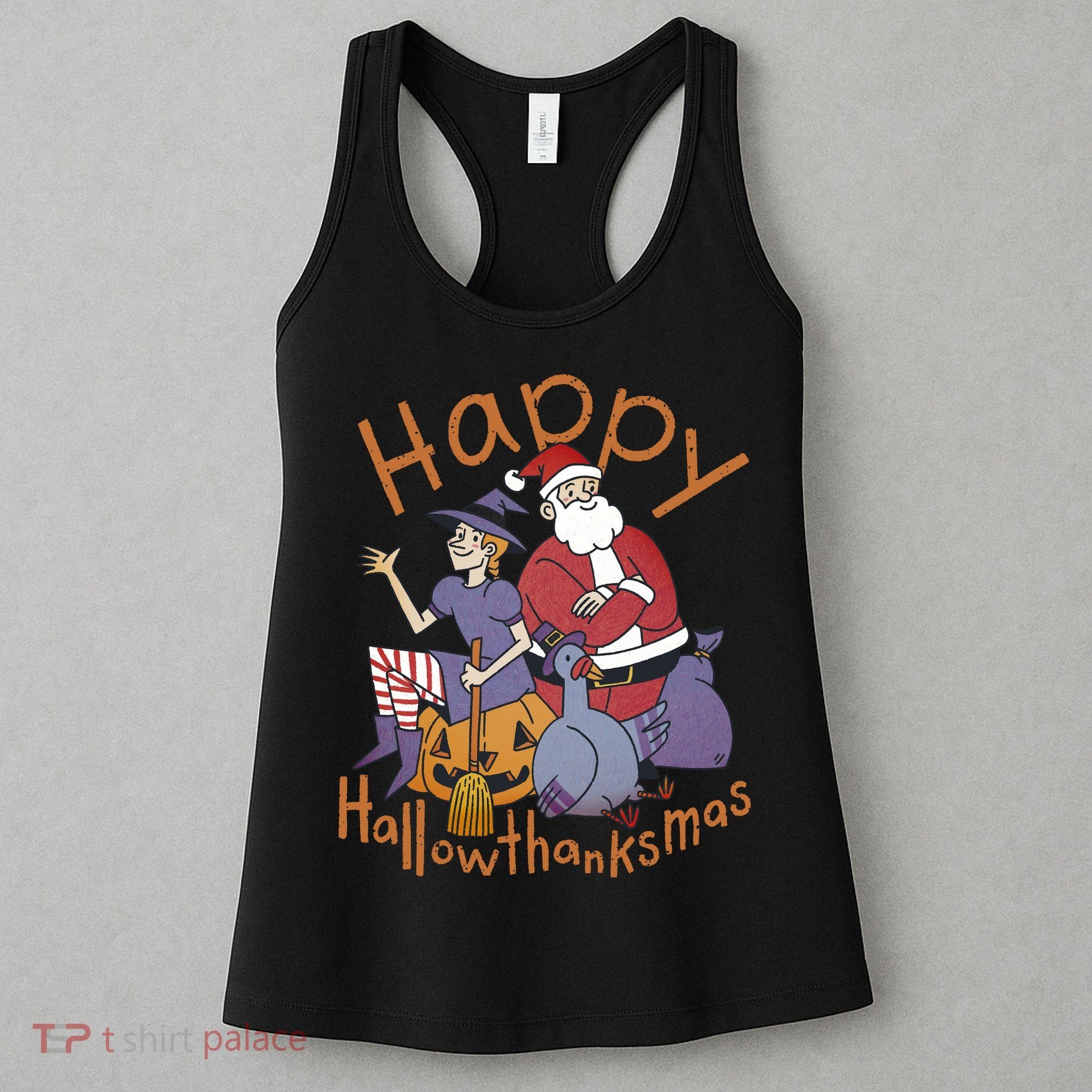 Happy Hallowthanksmas Funny Holiday Women's Tank Top