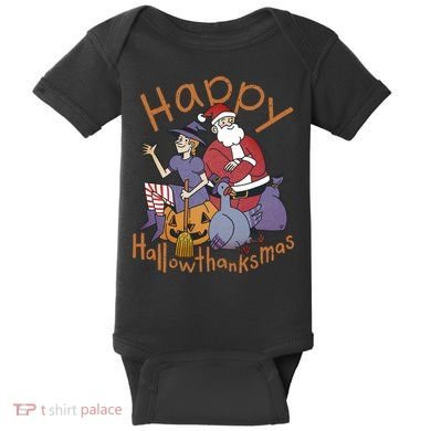Happy Hallowthanksmas Funny Holiday Baby Bodysuit
