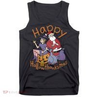 Happy Hallowthanksmas Funny Holiday Tank Top thumb 0