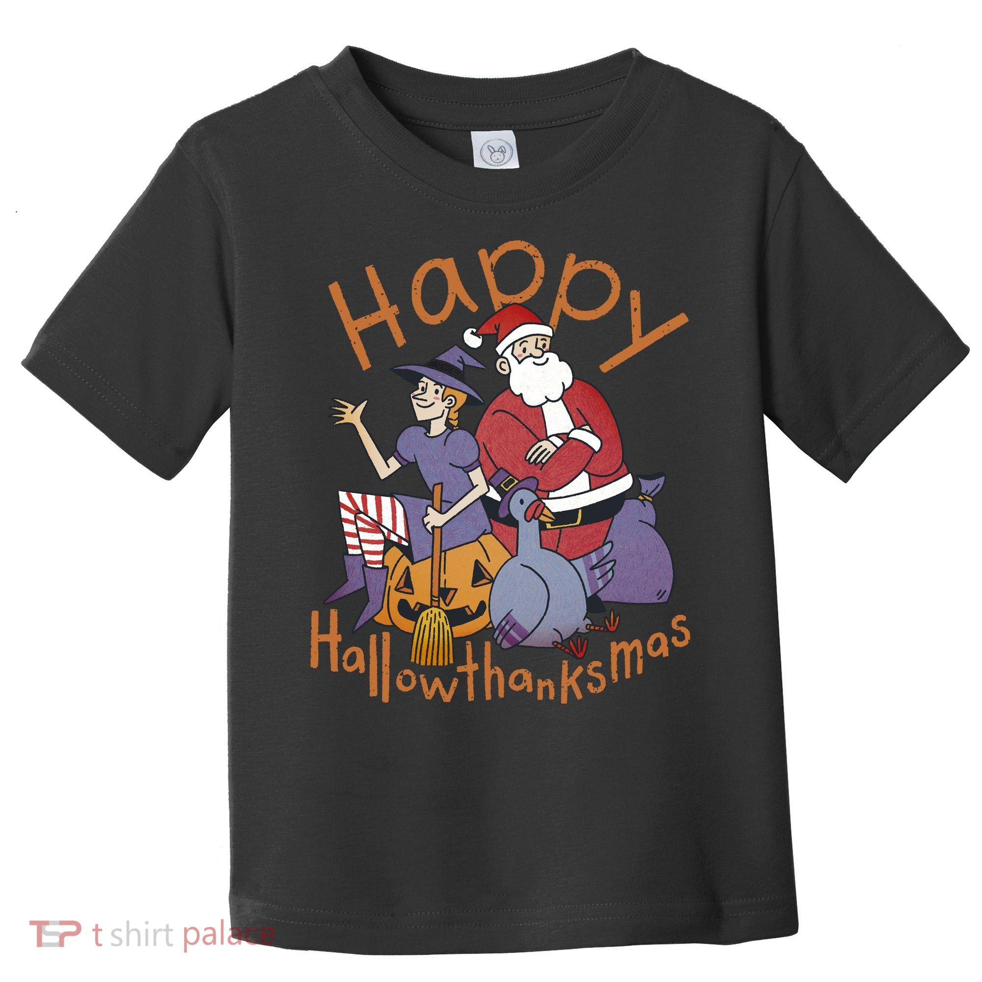 Happy Hallowthanksmas Funny Holiday Toddler T-Shirt