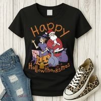 Happy Hallowthanksmas Funny Holiday Women's T-Shirt thumb 3