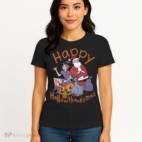 Happy Hallowthanksmas Funny Holiday Women's T-Shirt thumb 4