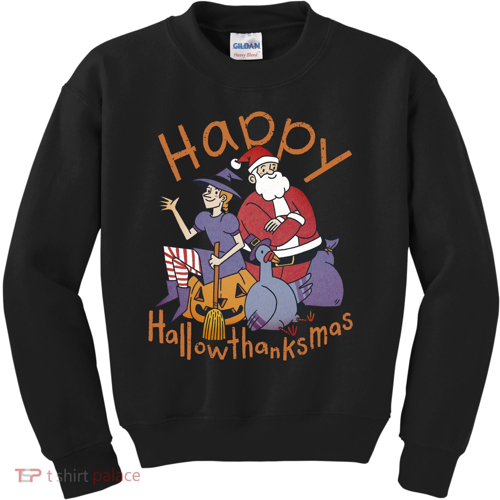 Happy Hallowthanksmas Funny Holiday Kids Sweatshirt