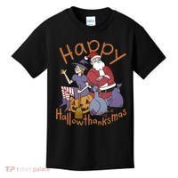 Happy Hallowthanksmas Funny Holiday Kids T-Shirt thumb 0