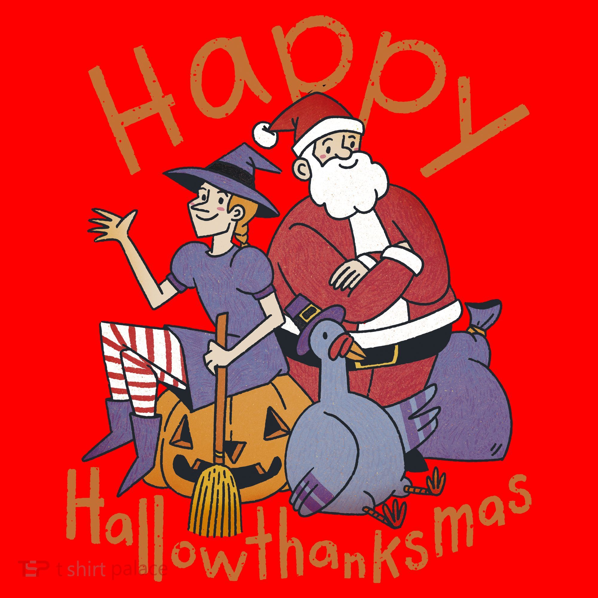 Happy Hallowthanksmas Funny Holiday Santa Hat
