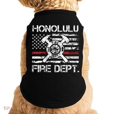 Honolulu Hawaii Fire Department Thin Red Line Fireman Doggie Tank