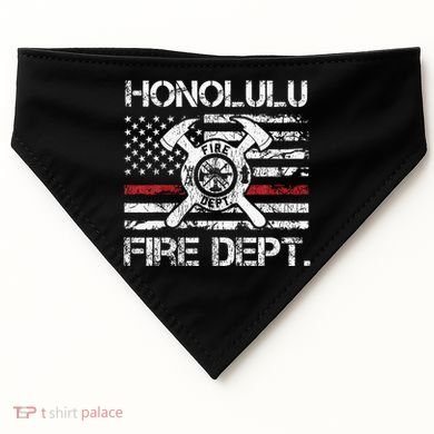 Honolulu Hawaii Fire Department Thin Red Line Fireman USA-Made Doggie Bandana