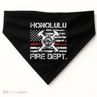 Honolulu Hawaii Fire Department Thin Red Line Fireman USA-Made Doggie Bandana thumb 0