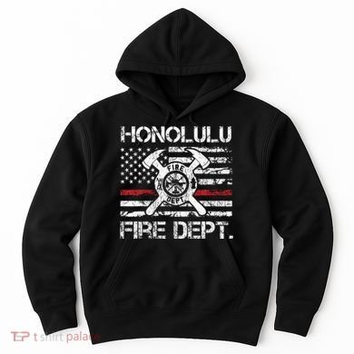 Honolulu Hawaii Fire Department Thin Red Line Fireman Hoodie