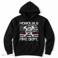 Honolulu Hawaii Fire Department Thin Red Line Fireman Hoodie thumb 0