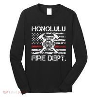 Honolulu Hawaii Fire Department Thin Red Line Fireman Long Sleeve Shirt thumb 0