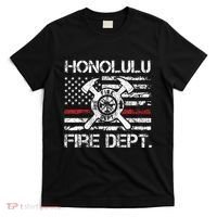 Honolulu Hawaii Fire Department Thin Red Line Fireman T-Shirt thumb 0