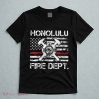 Honolulu Hawaii Fire Department Thin Red Line Fireman T-Shirt thumb 5