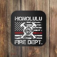 Honolulu Hawaii Fire Department Thin Red Line Fireman Coaster thumb 0
