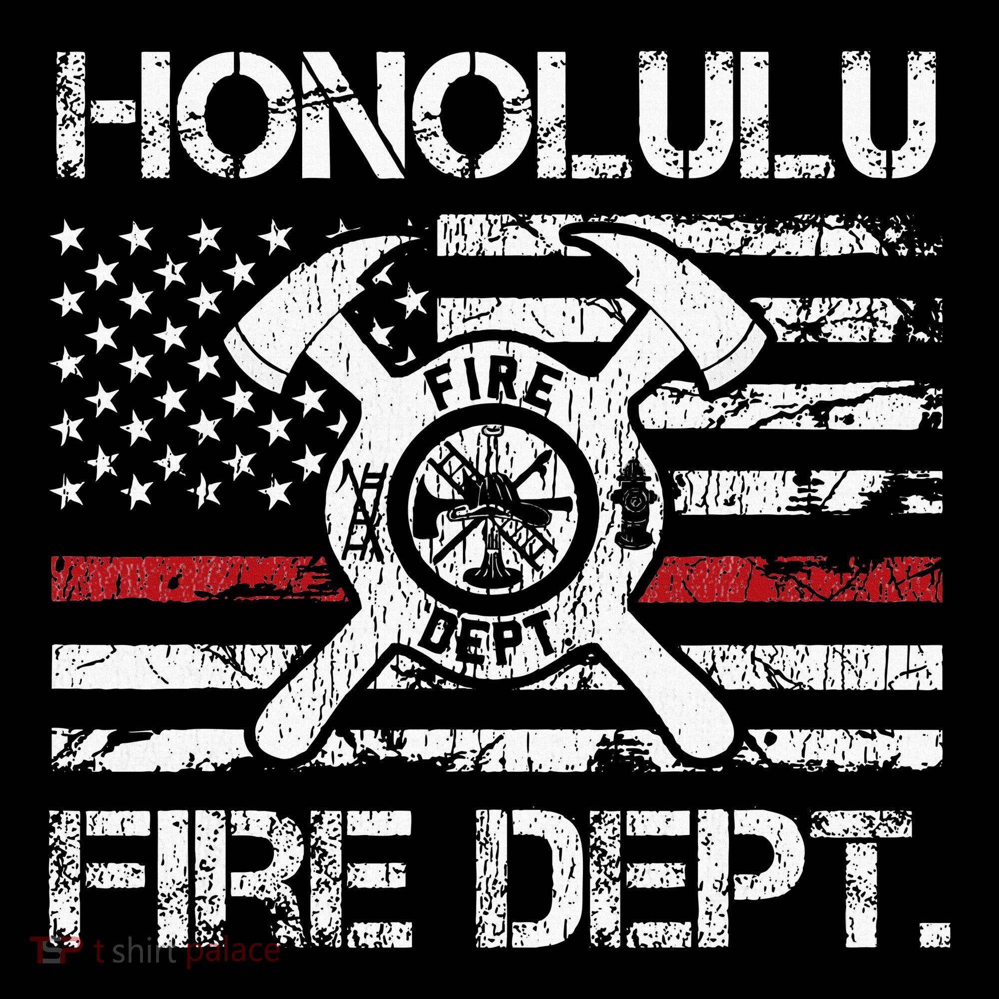 Honolulu Hawaii Fire Department Thin Red Line Fireman Coaster