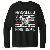 Honolulu Hawaii Fire Department Thin Red Line Fireman V.I.T. Fleece Crew Sweatshirt thumb 0