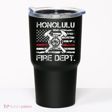 Honolulu Hawaii Fire Department Thin Red Line Fireman Tumbler