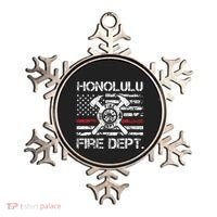 Honolulu Hawaii Fire Department Thin Red Line Fireman Ornament thumb 0
