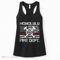Honolulu Hawaii Fire Department Thin Red Line Fireman Women's Tank Top thumb 0