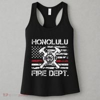 Honolulu Hawaii Fire Department Thin Red Line Fireman Women's Tank Top thumb 3