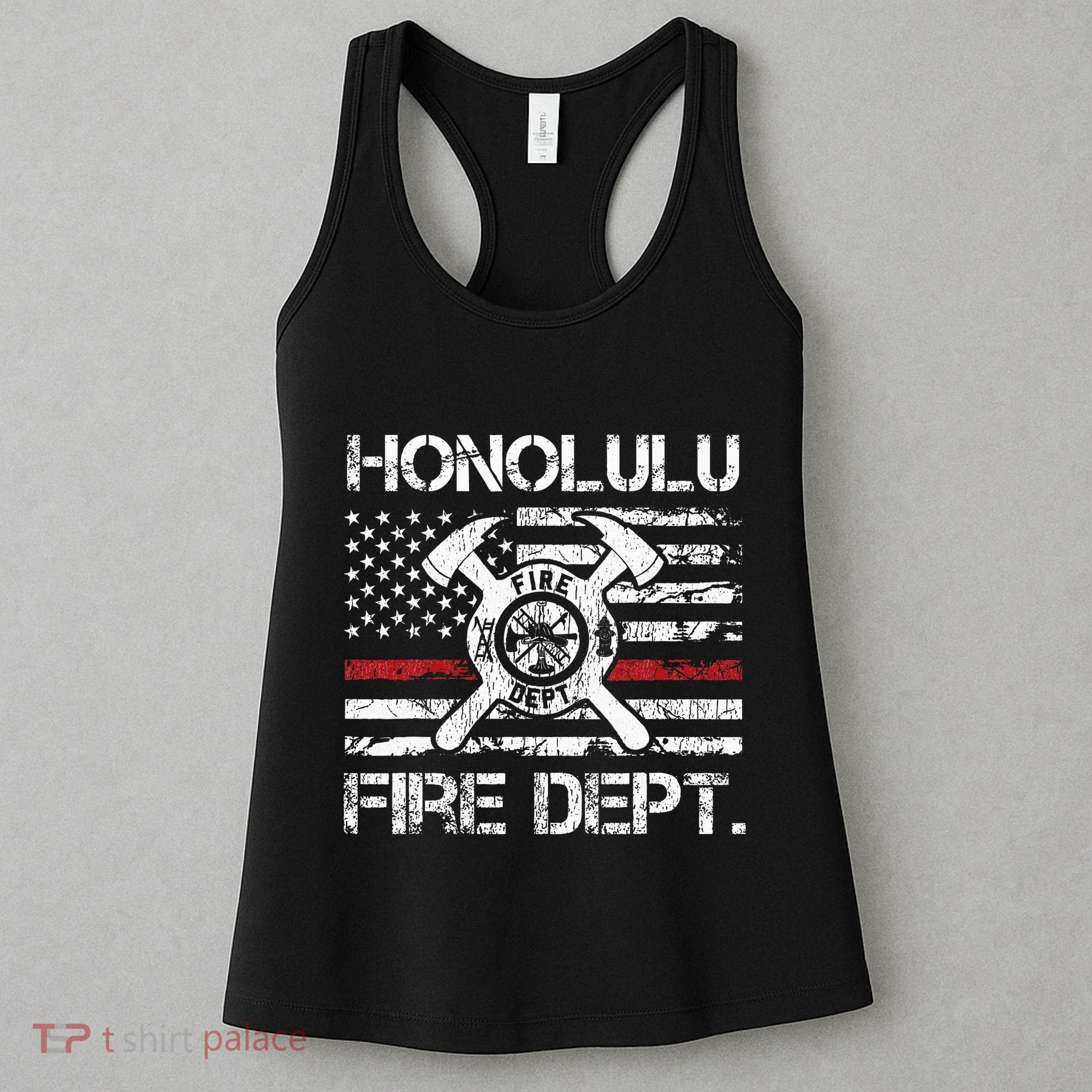 Honolulu Hawaii Fire Department Thin Red Line Fireman Women's Tank Top