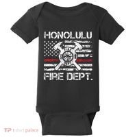 Honolulu Hawaii Fire Department Thin Red Line Fireman Baby Bodysuit thumb 0