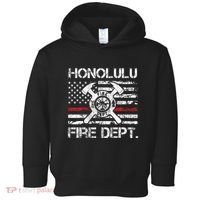 Honolulu Hawaii Fire Department Thin Red Line Fireman Toddler Hoodie thumb 0