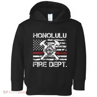 Honolulu Hawaii Fire Department Thin Red Line Fireman Toddler Hoodie thumb 0
