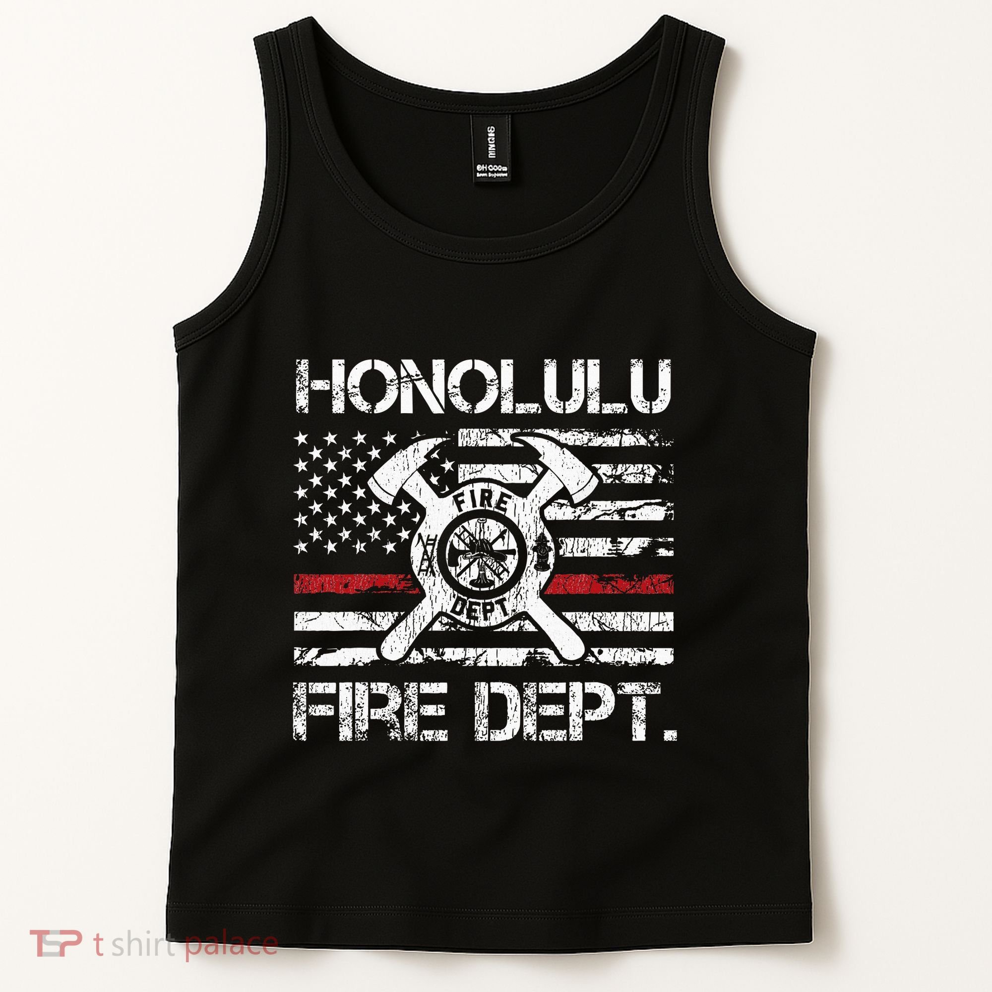 Honolulu Hawaii Fire Department Thin Red Line Fireman Tank Top