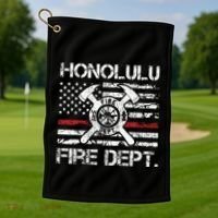 Honolulu Hawaii Fire Department Thin Red Line Fireman Golf Towel thumb 1