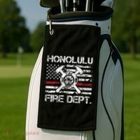 Honolulu Hawaii Fire Department Thin Red Line Fireman Golf Towel thumb 2