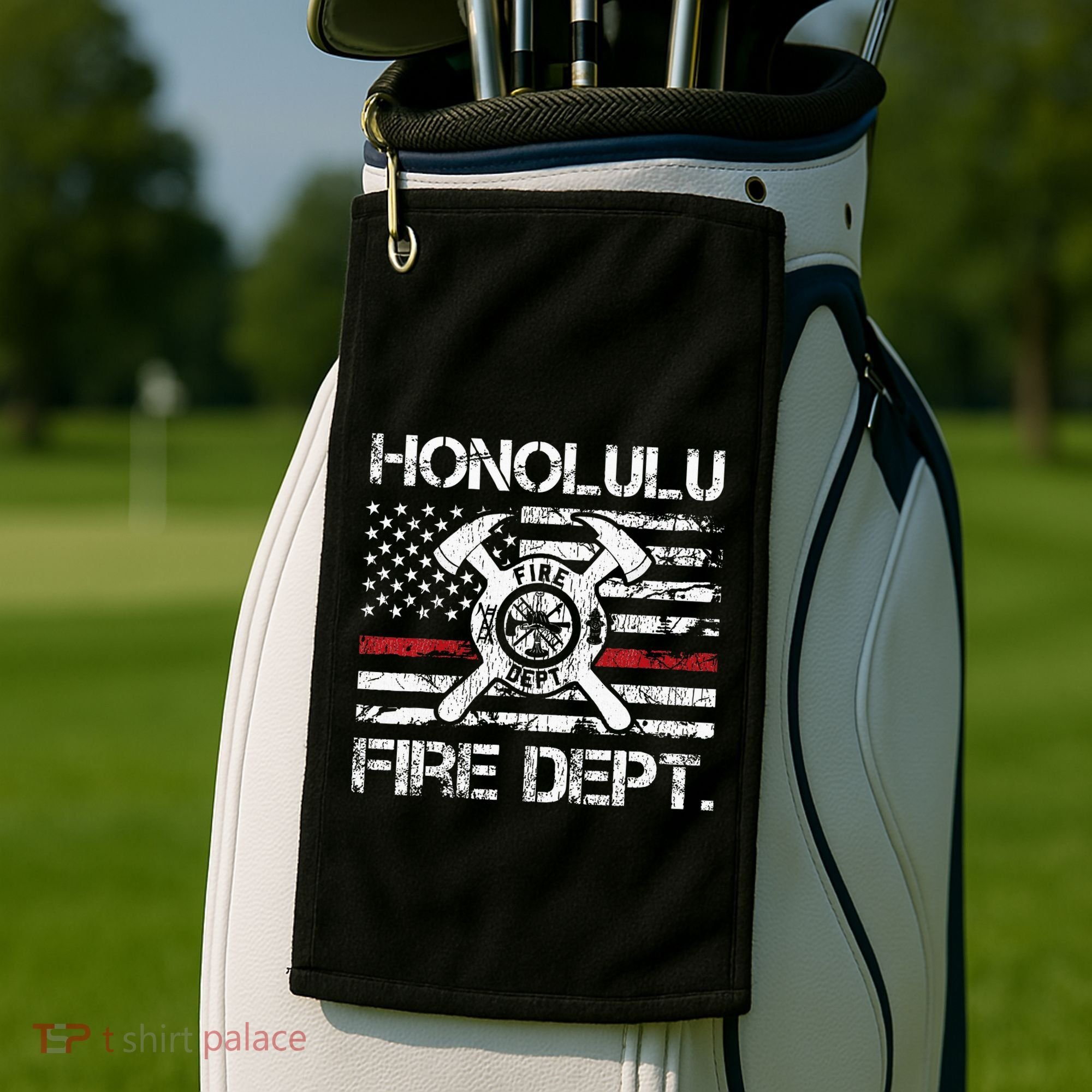 Honolulu Hawaii Fire Department Thin Red Line Fireman Golf Towel