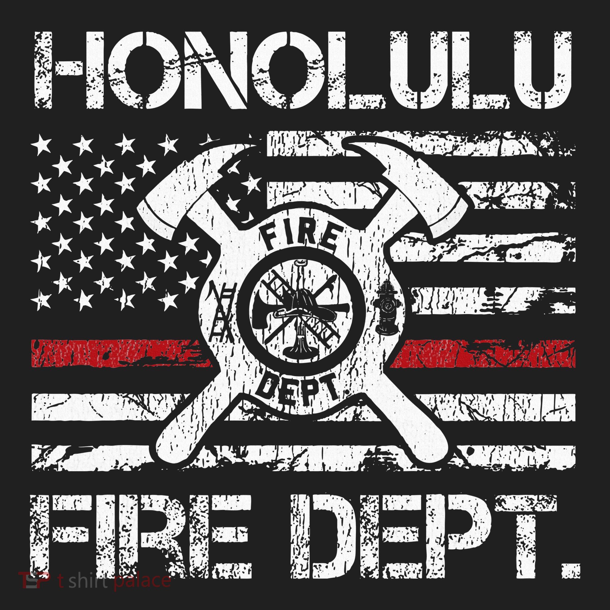 Honolulu Hawaii Fire Department Thin Red Line Fireman Golf Towel