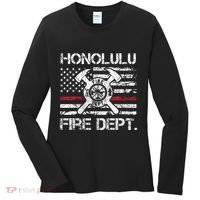 Honolulu Hawaii Fire Department Thin Red Line Fireman Women's Long Sleeve Shirt thumb 0