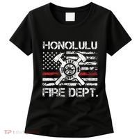 Honolulu Hawaii Fire Department Thin Red Line Fireman Women's T-Shirt thumb 0