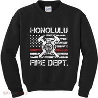 Honolulu Hawaii Fire Department Thin Red Line Fireman Kids Sweatshirt thumb 0