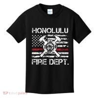 Honolulu Hawaii Fire Department Thin Red Line Fireman Kids T-Shirt thumb 0