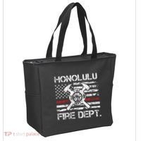 Honolulu Hawaii Fire Department Thin Red Line Fireman Tote Bag thumb 2