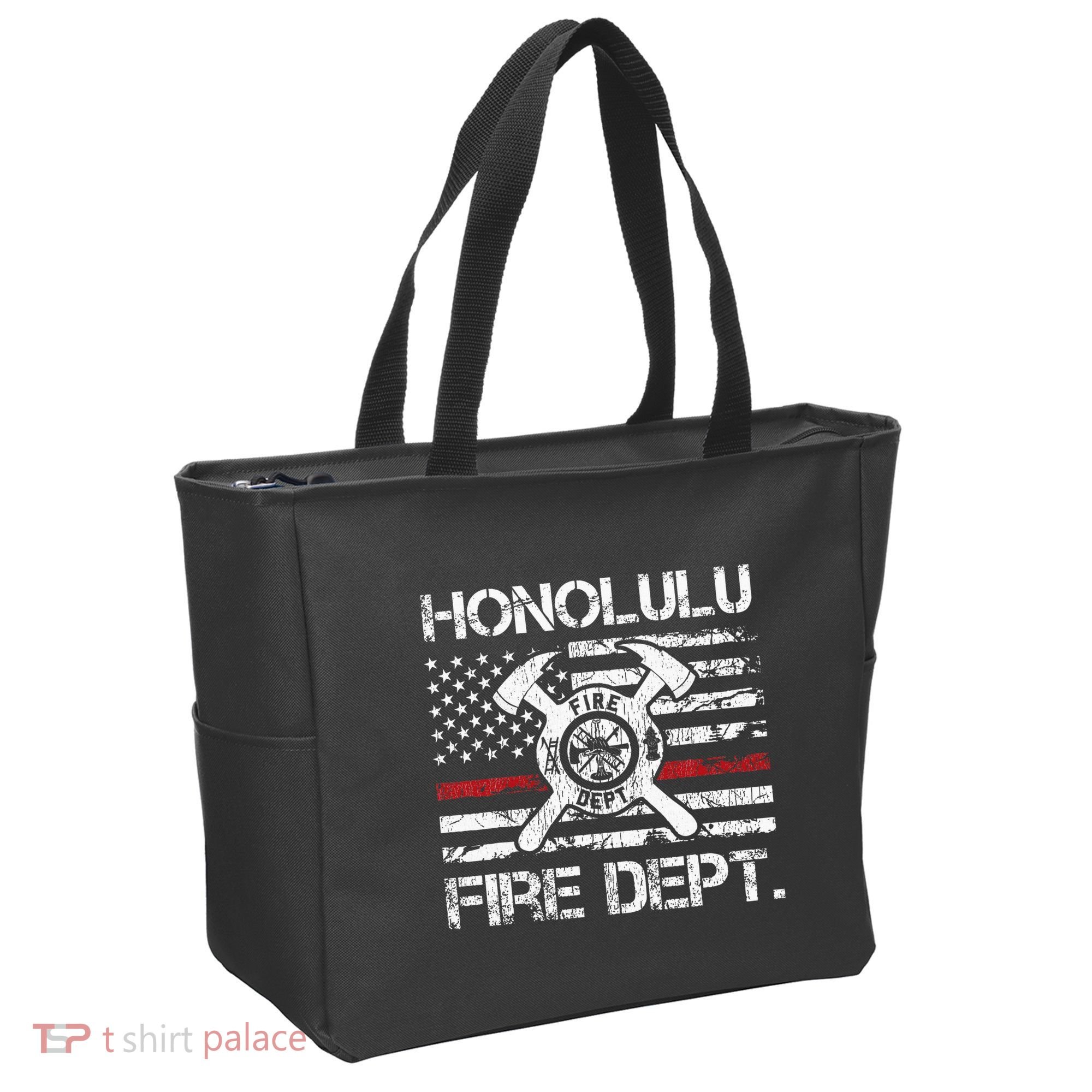 Honolulu Hawaii Fire Department Thin Red Line Fireman Tote Bag