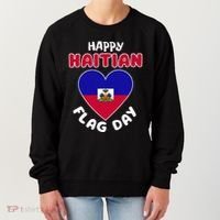 Happy Haitian Flag Day Cool Haiti Flag Heart Women's Sweatshirt thumb 0