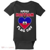 Happy Haitian Flag Day Cool Haiti Flag Heart Baby Bodysuit thumb 0
