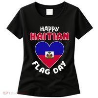 Happy Haitian Flag Day Cool Haiti Flag Heart Women's T-Shirt thumb 0