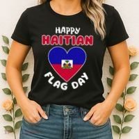 Happy Haitian Flag Day Cool Haiti Flag Heart Women's T-Shirt thumb 2