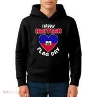 Happy Haitian Flag Day Cool Haiti Flag Heart Kids Hoodie thumb 4