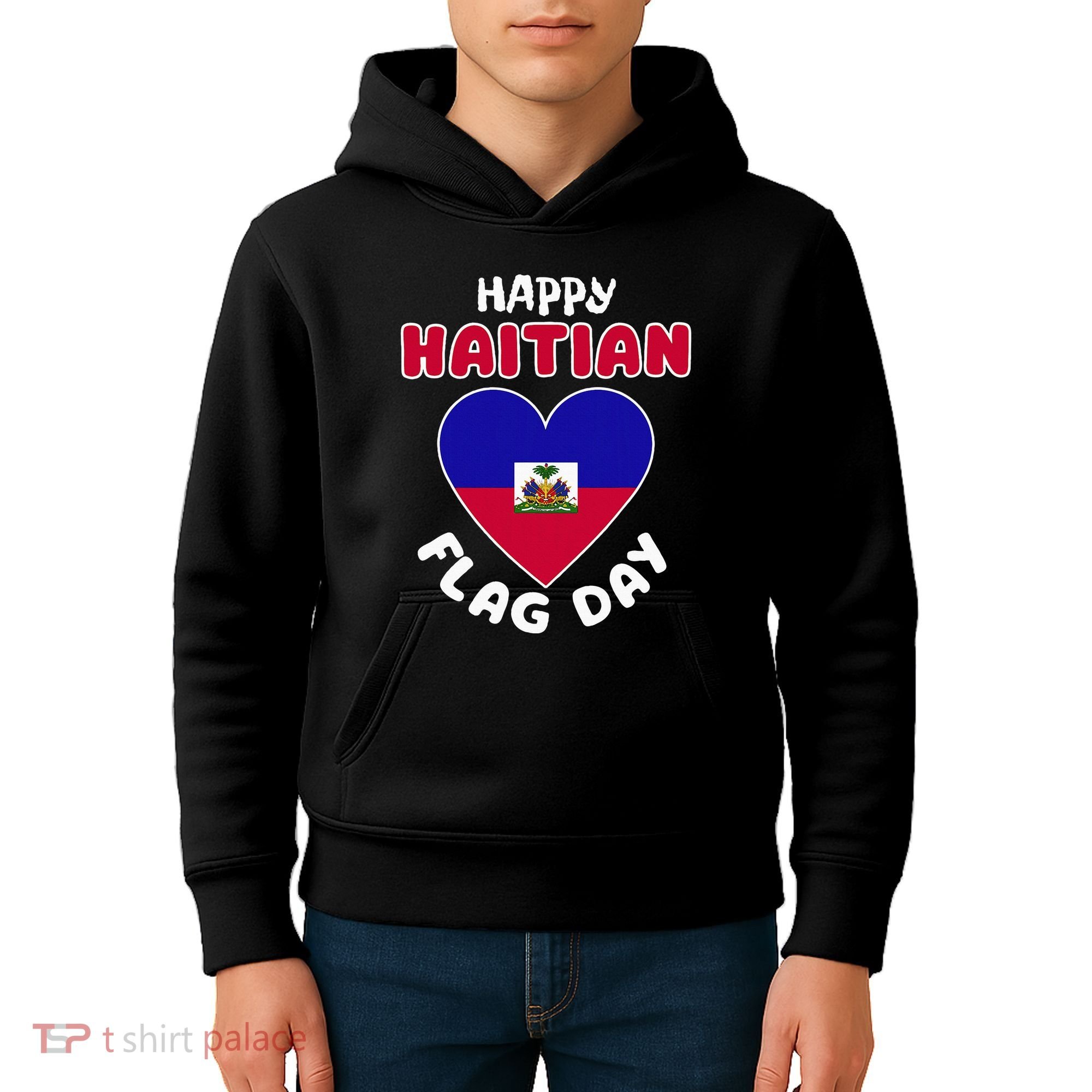 Happy Haitian Flag Day Cool Haiti Flag Heart Kids Hoodie