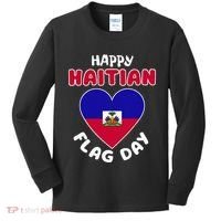 Happy Haitian Flag Day Cool Haiti Flag Heart Kids Long Sleeve Shirt thumb 0