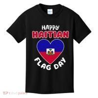 Happy Haitian Flag Day Cool Haiti Flag Heart Kids T-Shirt thumb 0