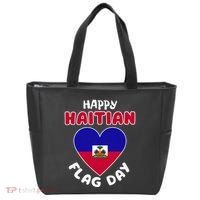 Happy Haitian Flag Day Cool Haiti Flag Heart Tote Bag thumb 0